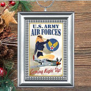 U.S. Army Air Forces Pin Up Girl Retro Nostalgic Christmas Tree‎ Ornament